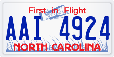 NC license plate AAI4924