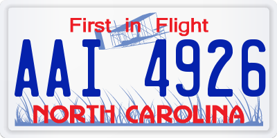 NC license plate AAI4926