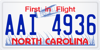 NC license plate AAI4936