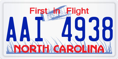 NC license plate AAI4938