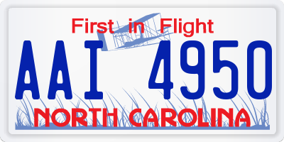 NC license plate AAI4950
