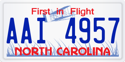 NC license plate AAI4957