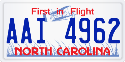 NC license plate AAI4962
