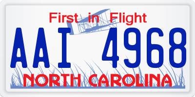 NC license plate AAI4968