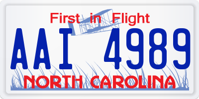 NC license plate AAI4989