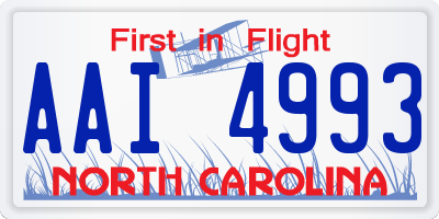 NC license plate AAI4993