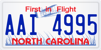 NC license plate AAI4995