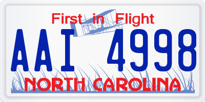 NC license plate AAI4998