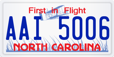NC license plate AAI5006