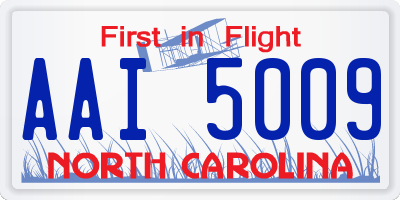 NC license plate AAI5009