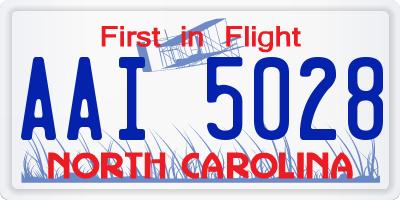NC license plate AAI5028