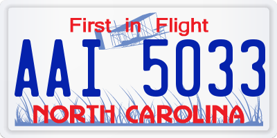 NC license plate AAI5033