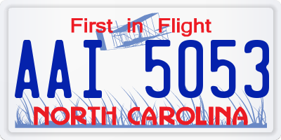 NC license plate AAI5053