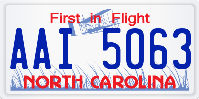 NC license plate AAI5063