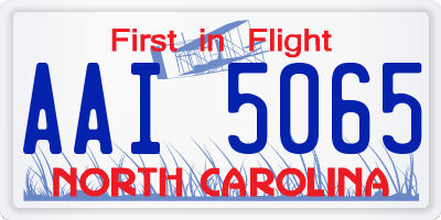 NC license plate AAI5065