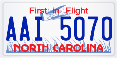 NC license plate AAI5070
