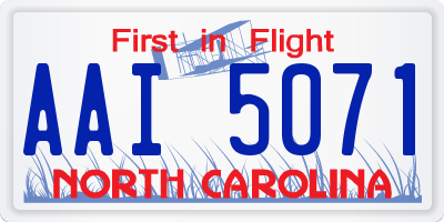 NC license plate AAI5071