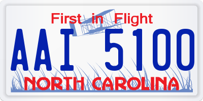 NC license plate AAI5100