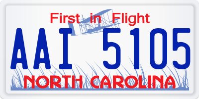 NC license plate AAI5105