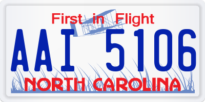 NC license plate AAI5106