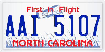 NC license plate AAI5107