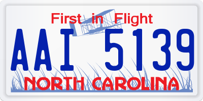 NC license plate AAI5139