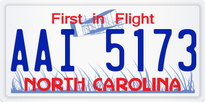 NC license plate AAI5173
