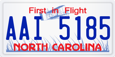 NC license plate AAI5185