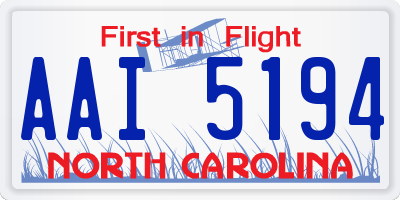 NC license plate AAI5194
