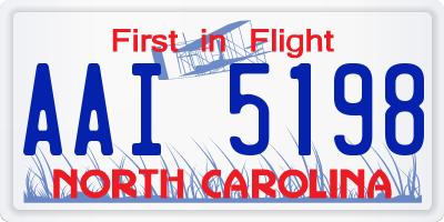 NC license plate AAI5198