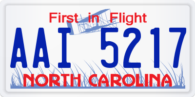 NC license plate AAI5217