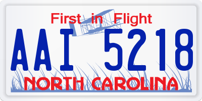 NC license plate AAI5218