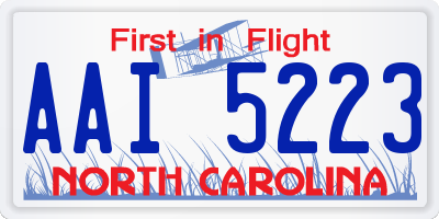 NC license plate AAI5223