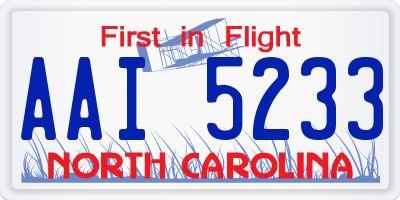 NC license plate AAI5233