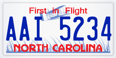 NC license plate AAI5234