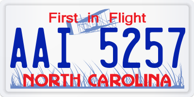 NC license plate AAI5257