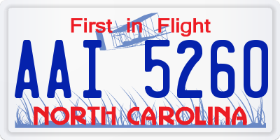 NC license plate AAI5260