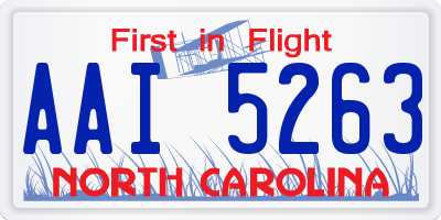 NC license plate AAI5263