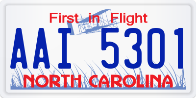 NC license plate AAI5301