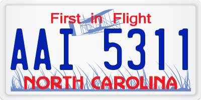 NC license plate AAI5311