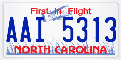 NC license plate AAI5313
