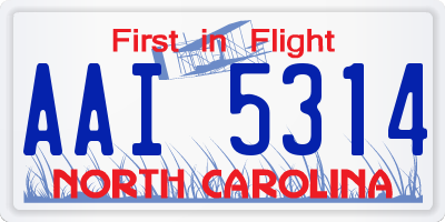 NC license plate AAI5314