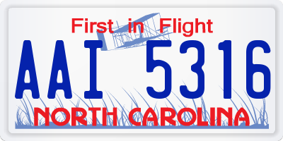 NC license plate AAI5316