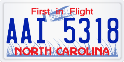 NC license plate AAI5318
