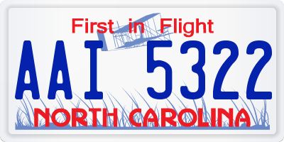 NC license plate AAI5322