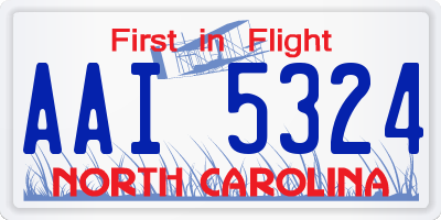 NC license plate AAI5324