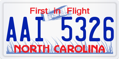 NC license plate AAI5326