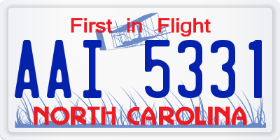 NC license plate AAI5331