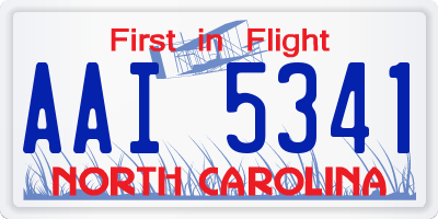 NC license plate AAI5341