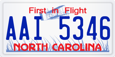 NC license plate AAI5346